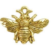 Bumblebee Charm 18x23mm Pewter Antique Gold Plated (1-Pc)