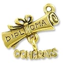 Diploma Charm 20x16mm Pewter Antique Gold Plated (1-Pc)