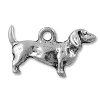 Dachshund Charm 20mm Pewter Antique Silver Plated (1-Pc)