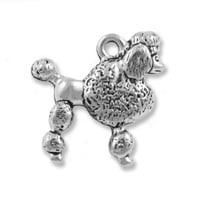 Poodle Charm 15mm Pewter Antique Silver Plated (1-Pc)
