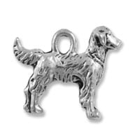 Retriever Charm 17x15mm Pewter Antique Silver Plated (1-Pc)