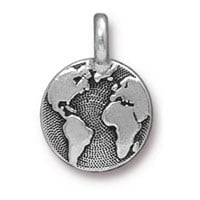 TierraCast Earth Charm 12x17mm Pewter Antique Silver Plated (1-Pc)
