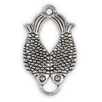 32x19mm Pewter Double Fish Charm (1-Pc)