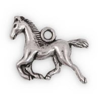 Running Horse Charm 15x18mm Pewter Antique Silver Plated (1-Pc)