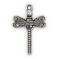 Dragonfly Charm 30x20mm Pewter Antique Silver Plated  (1-Pc)