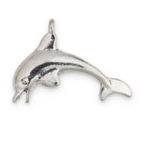 Dolphin Charm 32x22mm Pewter Antique Silver Plated (1-Pc)