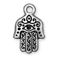 TierraCast Hamsa Charm 13x21mm Pewter Antique Silver Plated (1-Pc)