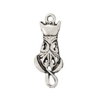 Cat Silhouette Charm 23x10mm Pewter Antique Silver Plated (1-Pc)