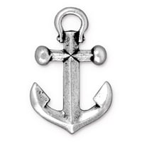 TierraCast Anchor Charm 12x20mm Pewter Antique Silver Plated (1-Pc)