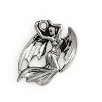 Dragon Woman Charm Pewter 21mm Antique Silver Plated (1-Pc)