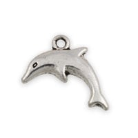 Dolphin Charm 13x20mm Pewter Antique Silver Plated (1-Pc)