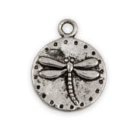 Dragonfly Charm 15mm Pewter Antique Silver Plated (1-Pc)