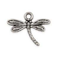 Dragonfly Charm 15x18mm Pewter Antique Silver Plated (1-Pc)