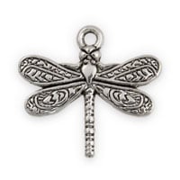 Dragonfly Charm 21x19mm Pewter Antique Silver Plated (1-Pc)