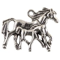 22x29m Antique Silver Plated Pewter Mare Foal Charm (1-Pc)