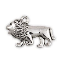 Lion Charm 18x28m Pewter Antique Silver Plated (1-Pc)