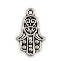 Hamsa Charm 23x14m Pewter Antique Silver Plated (1-Pc)