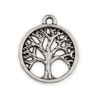 Tree Of Life Charm 15mm Antique Silver Plated Pewter (1-Pc)