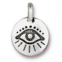 TierraCast Evil Eye Charm 12mm Pewter Antique Silver Plated (1-Pc)