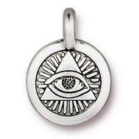 TierraCast Eye of Providence Charm 12mm Pewter Antique Silver Plated (1-Pc)