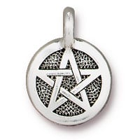 TierraCast Pentagram Charm 12mm Pewter Antique Silver Plated (1-Pc)
