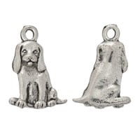 Sitting Beagle Charm 16x13mm Pewter Antique Silver Plated (1-Pc)
