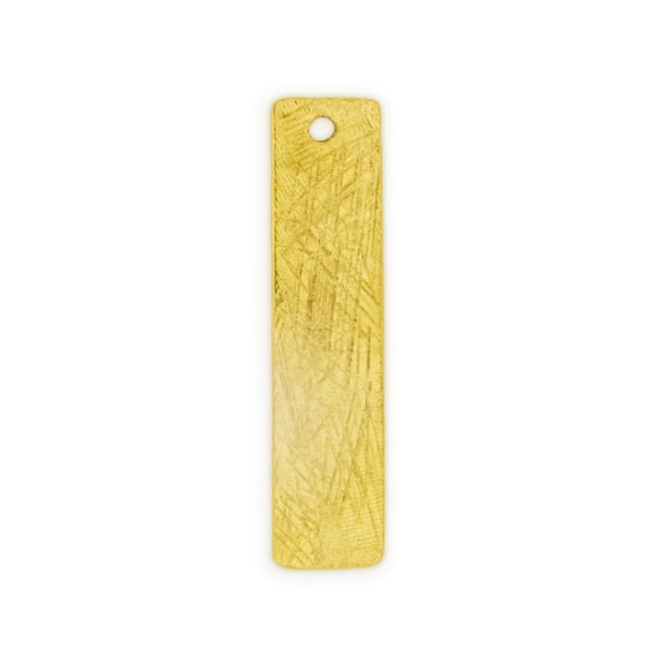 Etched 35x8mm Rectangle Bar Charm Satin Gold
