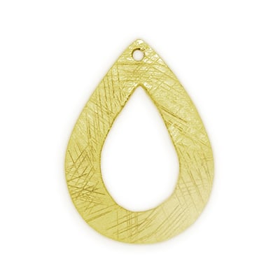 Etched 31x23mm Domed Open Teardrop Charm Satin Gold