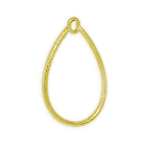 Etched 40x25mm Teardrop Hoop Charm Satin Gold