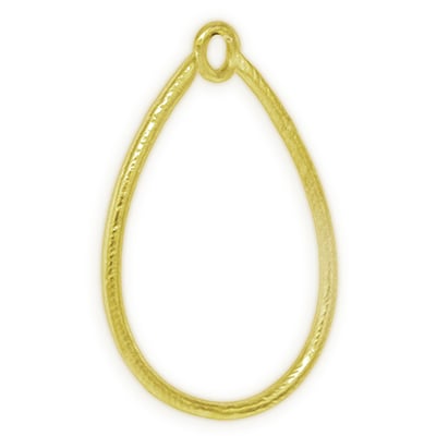 Etched 40x25mm Teardrop Hoop Charm Satin Gold