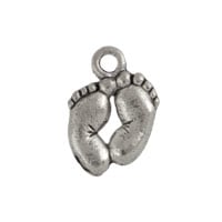 Baby Feet Charm 11x10mm Pewter Antique Silver Plated (1-Pc)