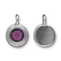 TierraCast Amethyst Stepped Charm White Bronze Plate