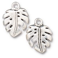 TierraCast Monstera Charm Antiqued Silver Plate