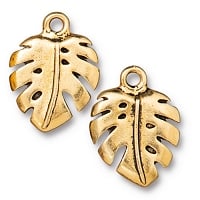 TierraCast Monstera Charm Antiqued Gold Plate