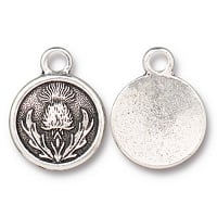 TierraCast Thistle Charm, Antiqued Silver Plate
