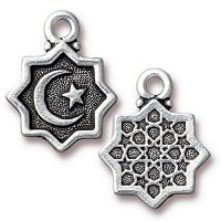 TierraCast Cresent Moon & Star Drop, Antiqued Silver Plate