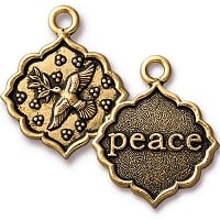 TierraCast Peace Dove Pendant, Antiqued Gold Plate