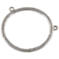 Textured 33mm Round Hoop Connector w/2 Rings Antique Silver