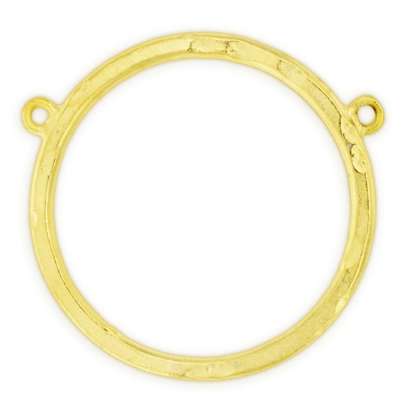 Textured 33mm Round Hoop Connector w/2 Rings Satin Gold