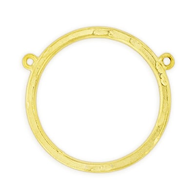 Textured 33mm Round Hoop Connector w/2 Rings Satin Gold