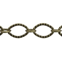 Hammered Long and Short Chain 9x6mm Antique Brass Plated (Priced per Foot)