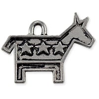 Democratic Donkey Patriotic Charm 17x21mm Pewter Silver Plated (1-Pc)