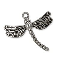 Dragonfly Charm 26x29mm Pewter Antique Silver Plated (1-Pc)
