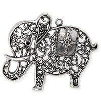 Elephant Pendant 44x55mm Pewter Antique Silver Plated (1-Pc)