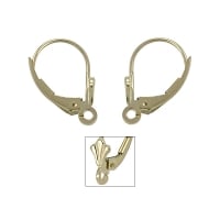 Lever Back Earring with Shell 15mm 14k Yellow Gold (Pair)