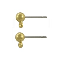 Ball Posts with Ring 14x6.5mm Gold Plated with Surgical Stainless Steel Post (Pair)