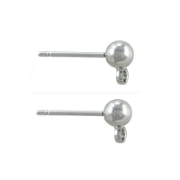 Ball Post Earring 9x6mm Silver Color (Pair)