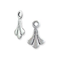 Mini Scalloped Drop with Loop 9.5x6mm Antique Sterling Plated (10-Pcs)