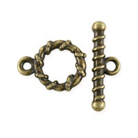 Spiral Toggle Clasp 11mm Antique Brass Plated (Set)