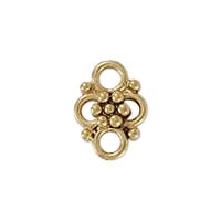 4-Loop Flower Connector 9x13mm Pewter Antique Gold Plated (1-Pc)